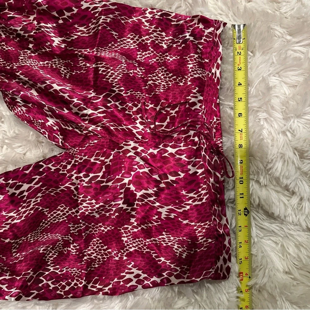 Natori Cruz Satin Snake / Leapord Print Pajama Set Hot Pink Maroon Cream L? - Picture 8 of 14